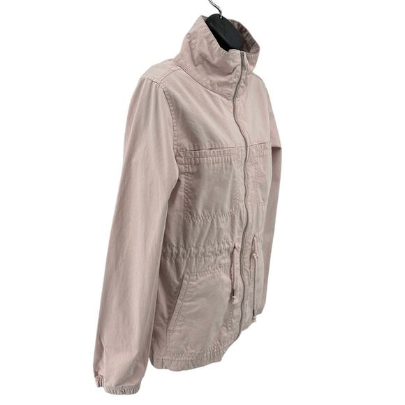 Old Navy Twill Field Jacket SZ S Tall Full Zip Light Pink Drawstring Lightweight - Picture 2 of 9